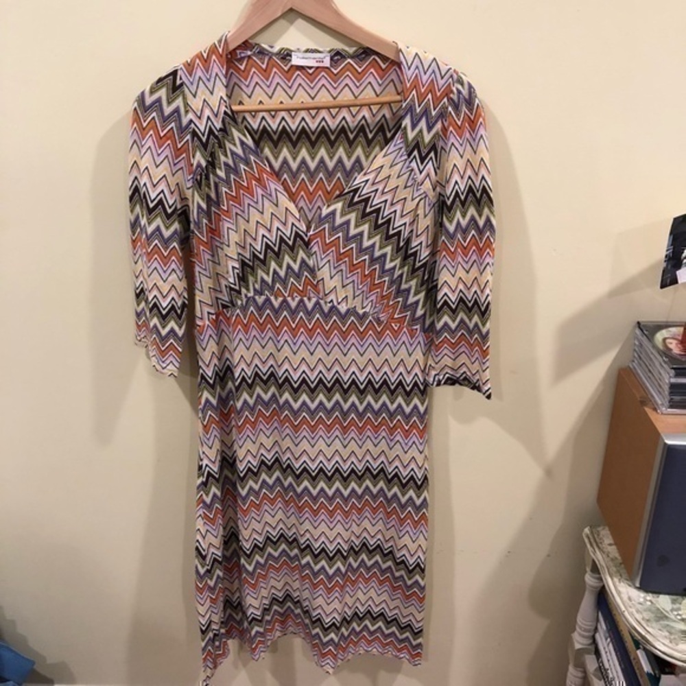 Follemente Knit Colorful Missoni Inspired Dress size LARGE